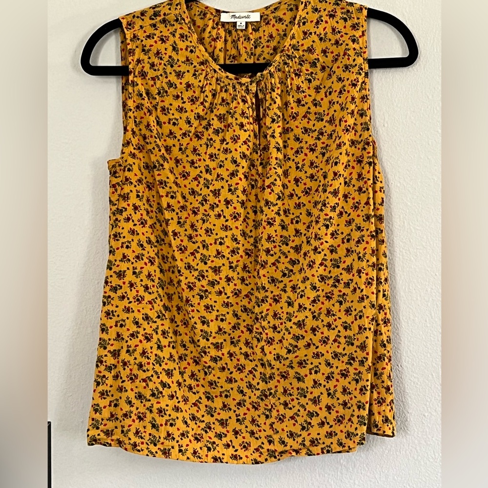 Madewell yellow floral tank top in cotton